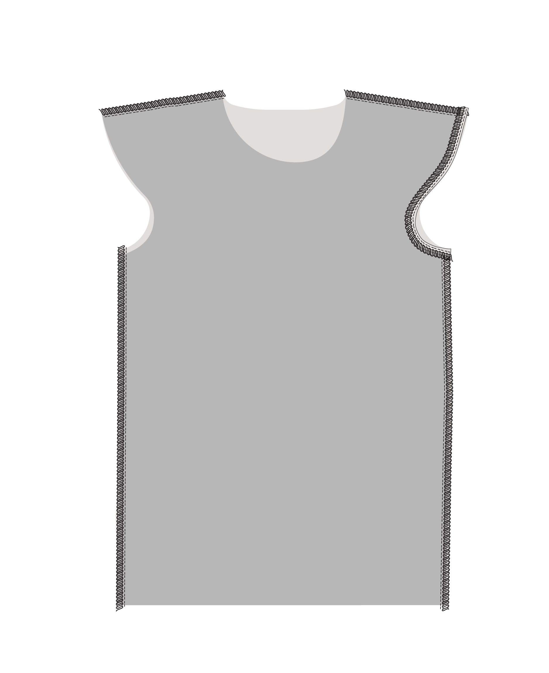 Schulterpolster Shirt: Seitennaht schließen