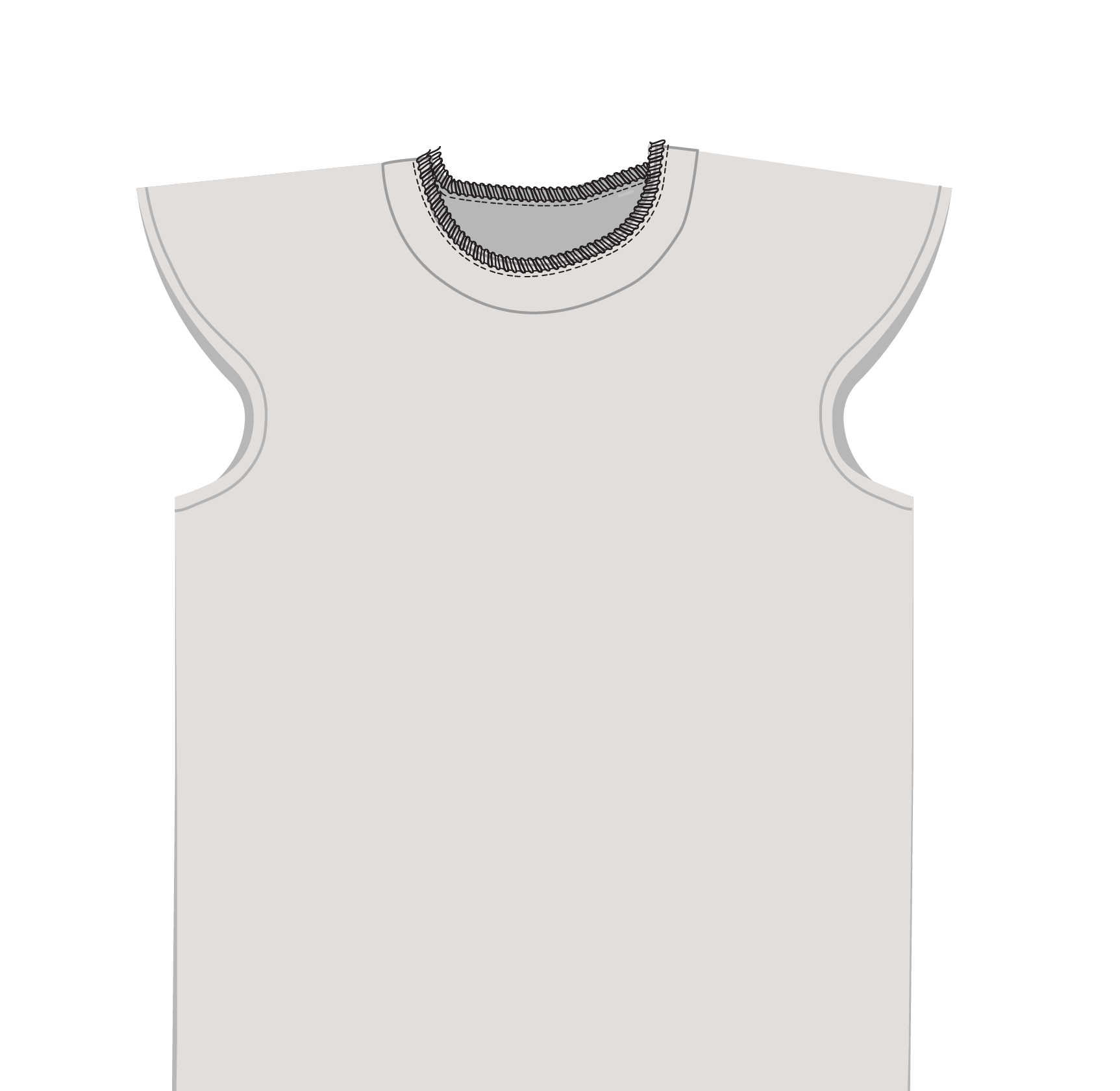 Schulterpolster Shirt: Bündchen annähen