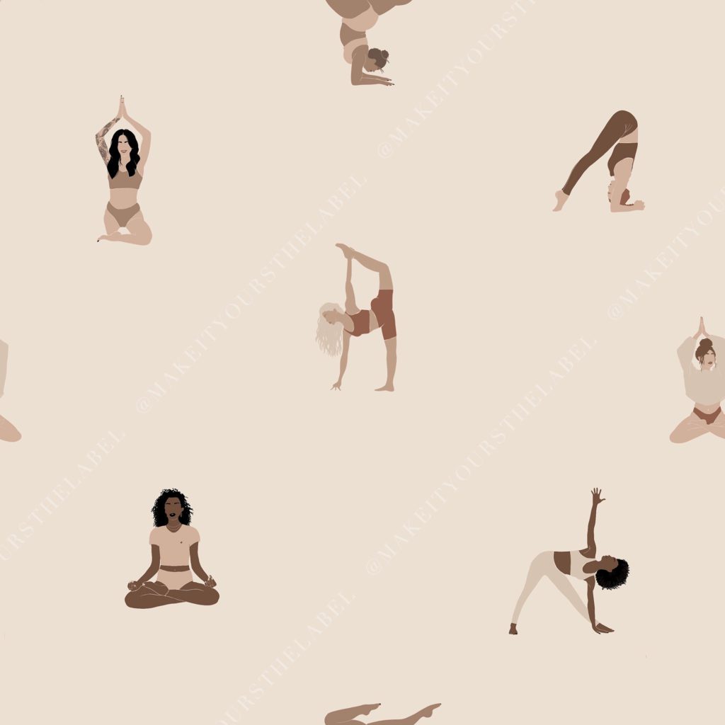 Happy-Yoga-Girls-Fabric_seamless-pattern_creme