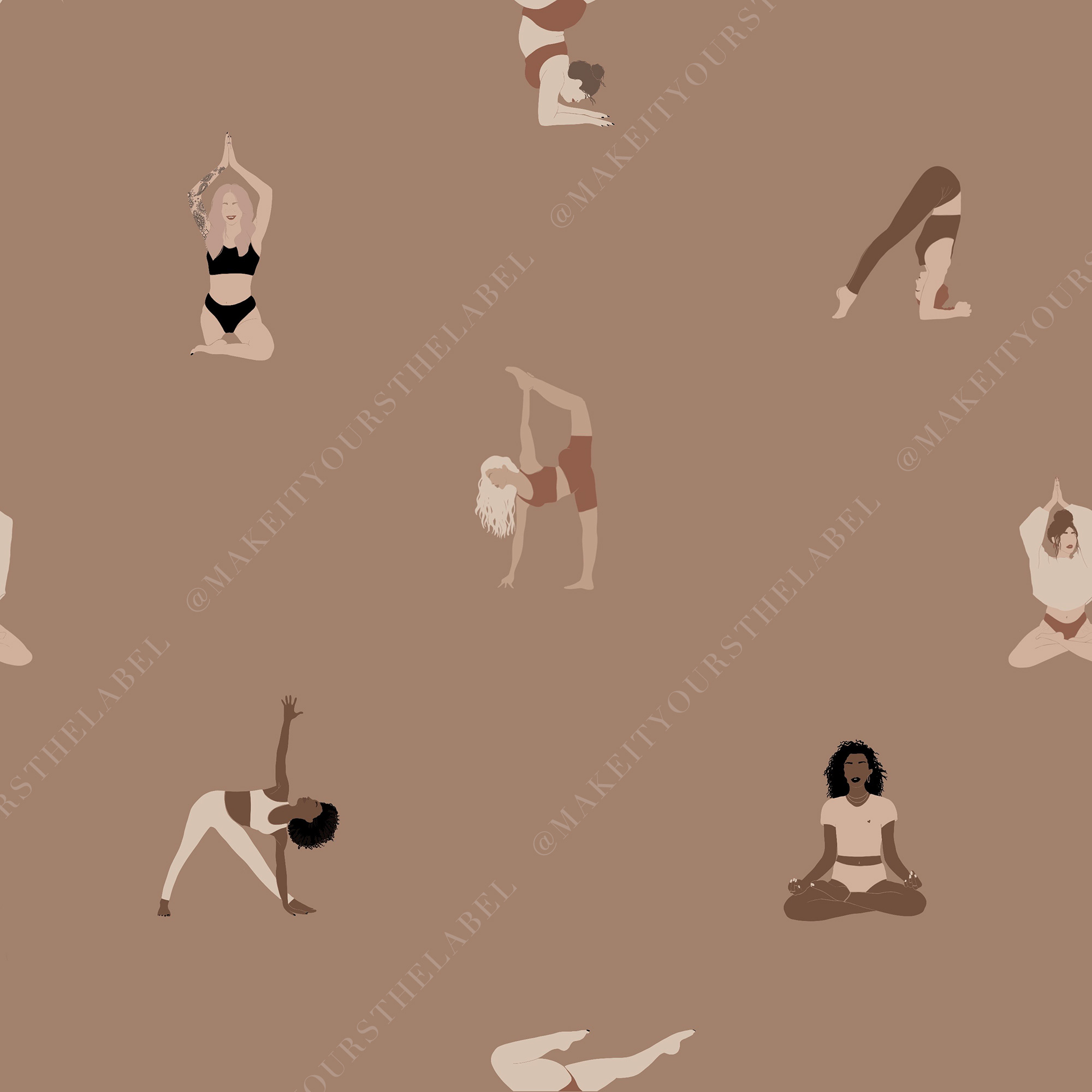 Happy-Yoga-Girls-Fabric_seamless-pattern_terra