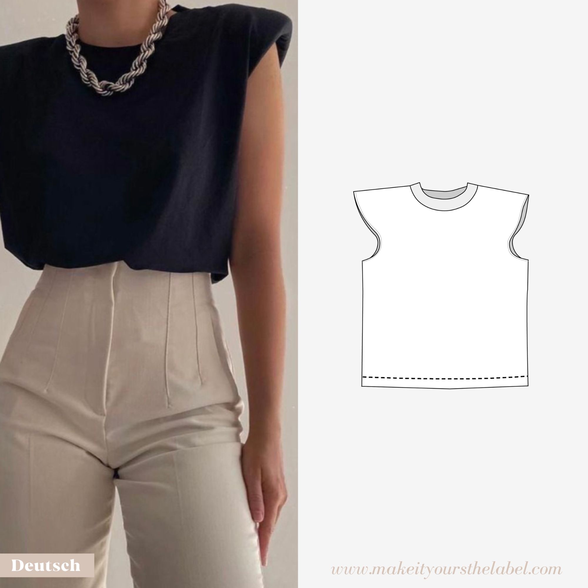 T-Shirt & Kleid mit Schulterpolstern -Schnittmuster und Nähanleitung -  deutsch • Make it Yours