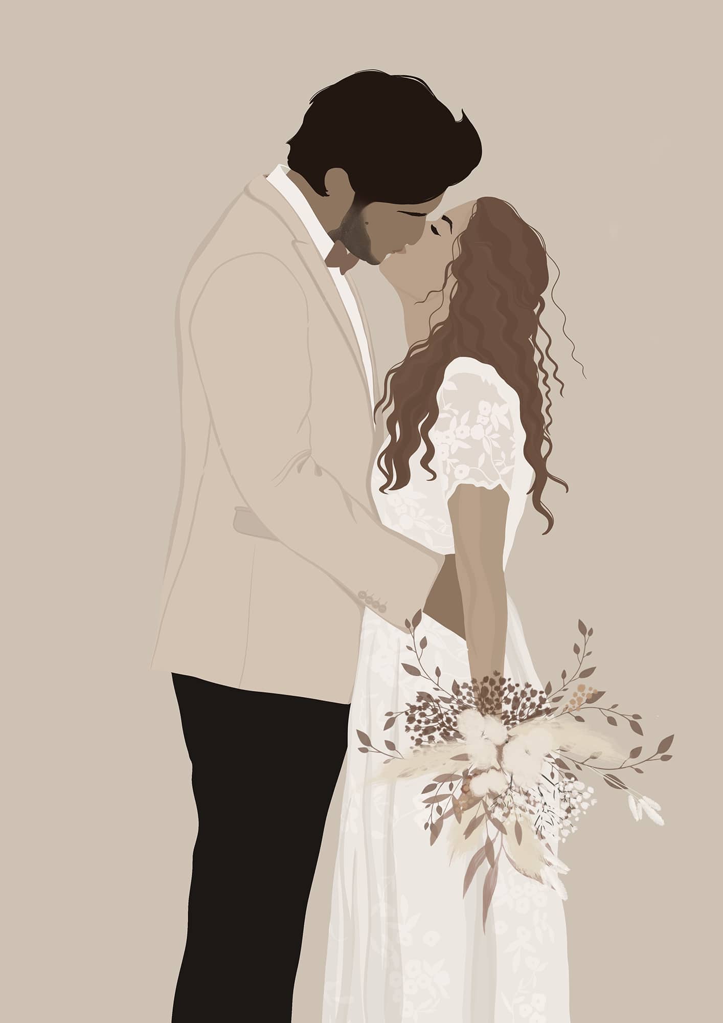 personalized wedding gift_wall art couple illustration