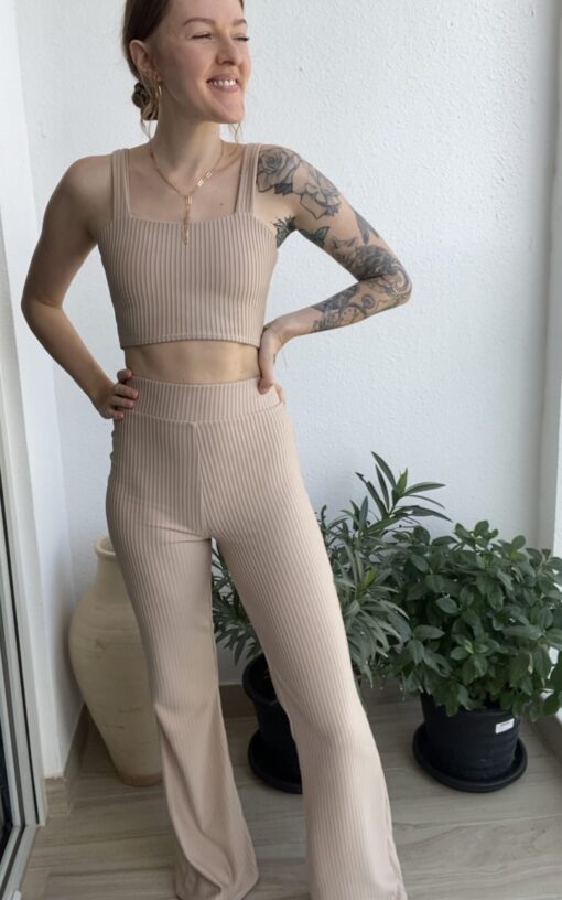 Crop top and trousers made of jersey set pattern