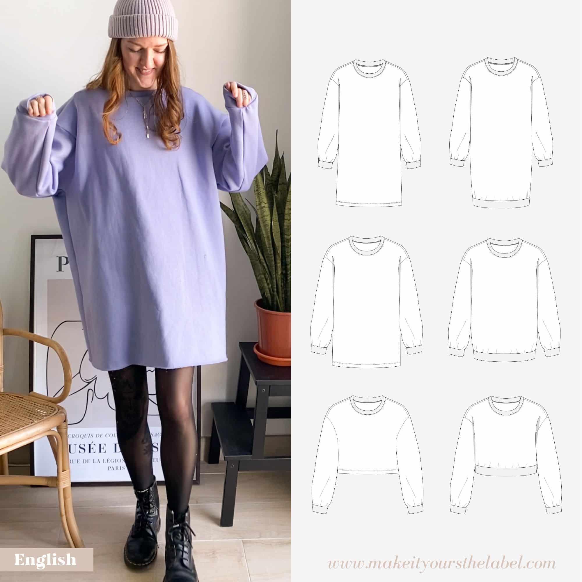 Oversized Sweater with elastic hem - Sewing Pattern