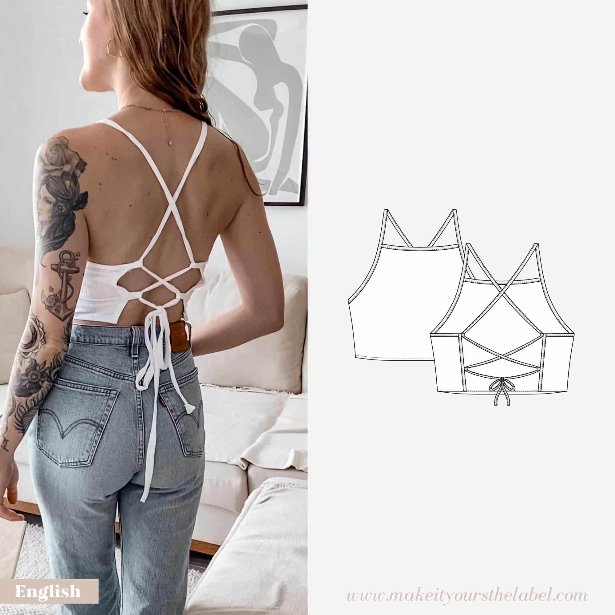 Open Back Crop Top Sewing Pattern • Make it Yours