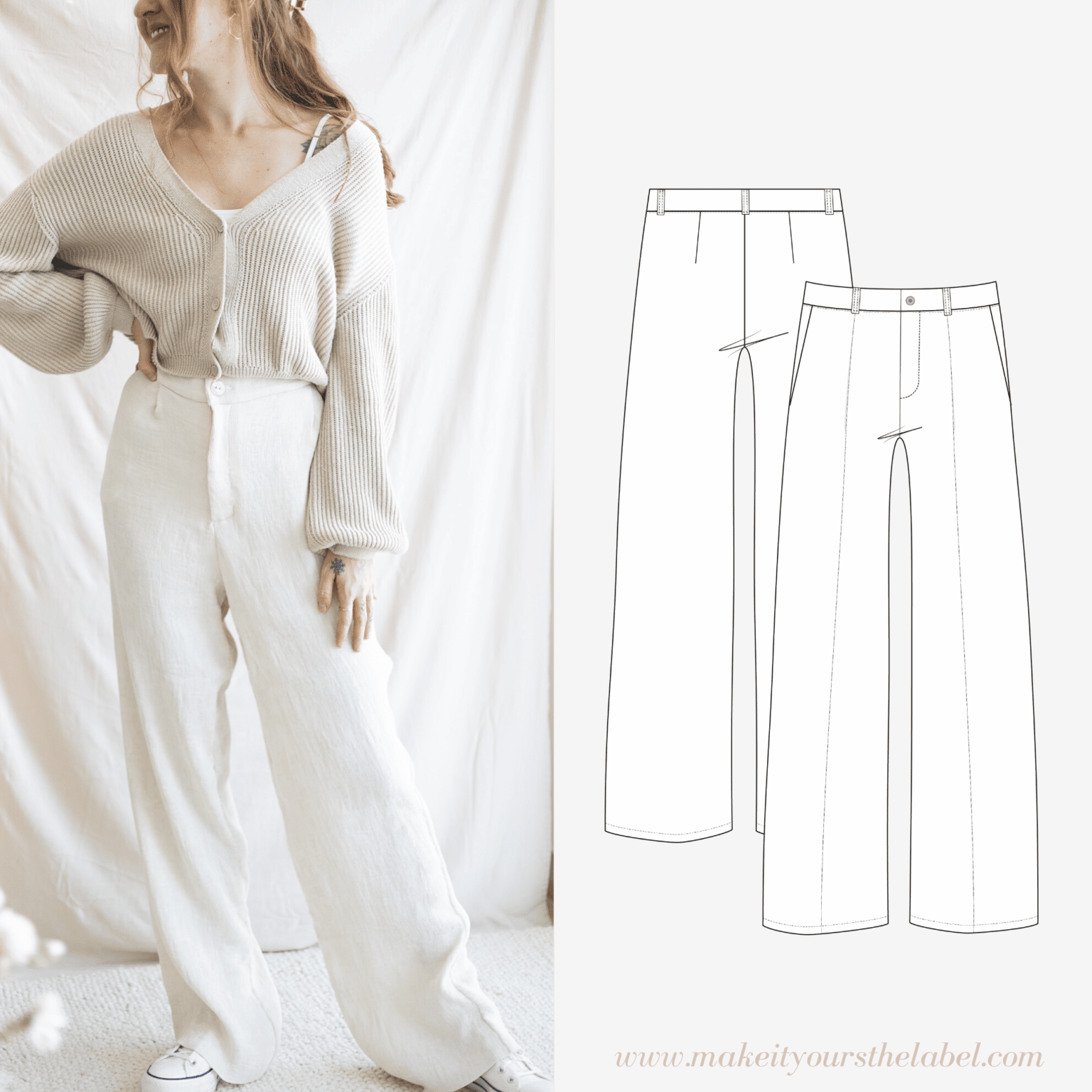 High Waist Tailored Trousers Sewing Pattern • Make it Yours