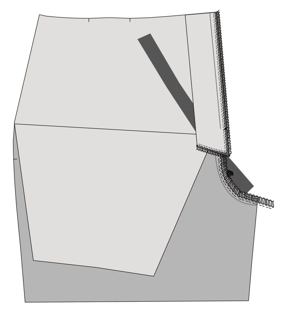 Anleitung Reißverschluss in Hose einnähen - technische Zeichnung