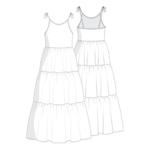 Technical Drawing Tiered Dress Sewing Pattern