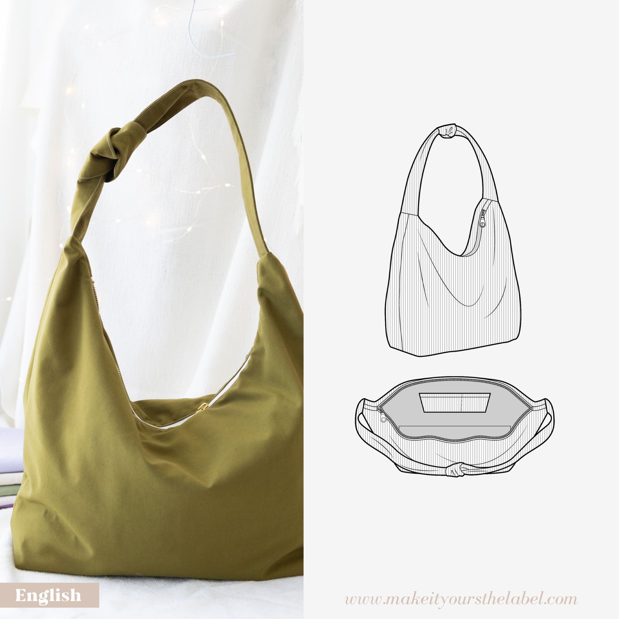 Shoulder handbag Shopper bag pdf sewing pattern