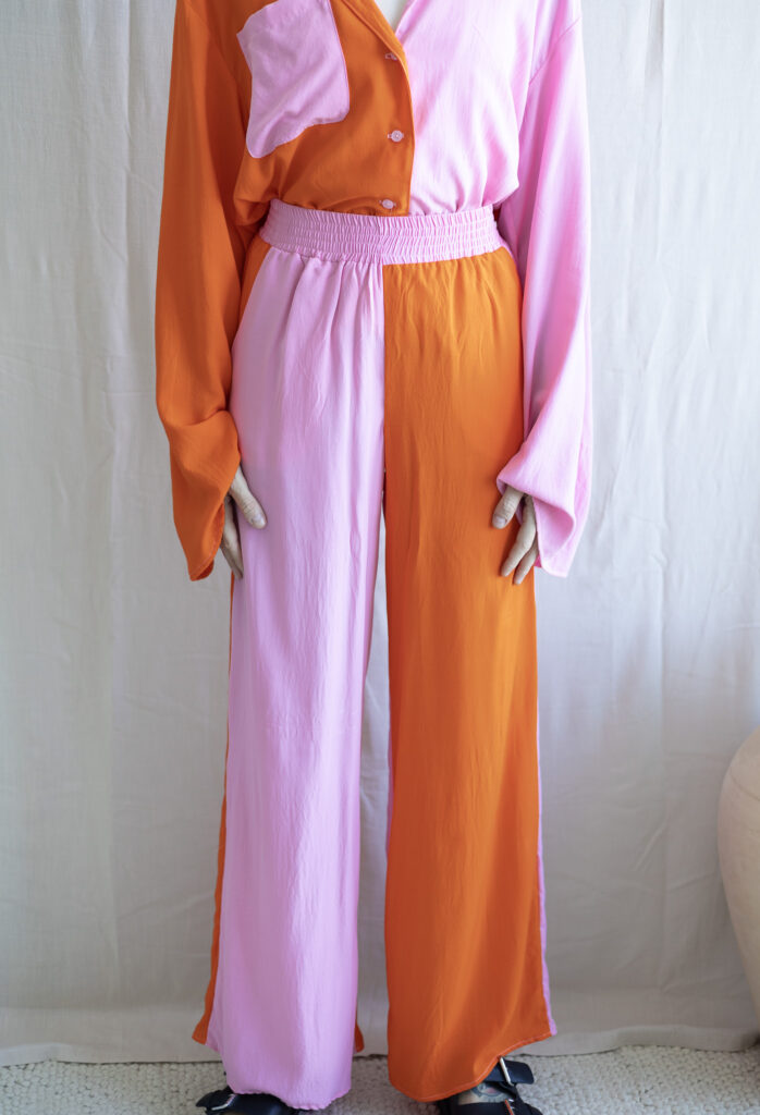 Culotte und Bluse_DIY color blocking idee_orange_rosa pdf schnittmuster