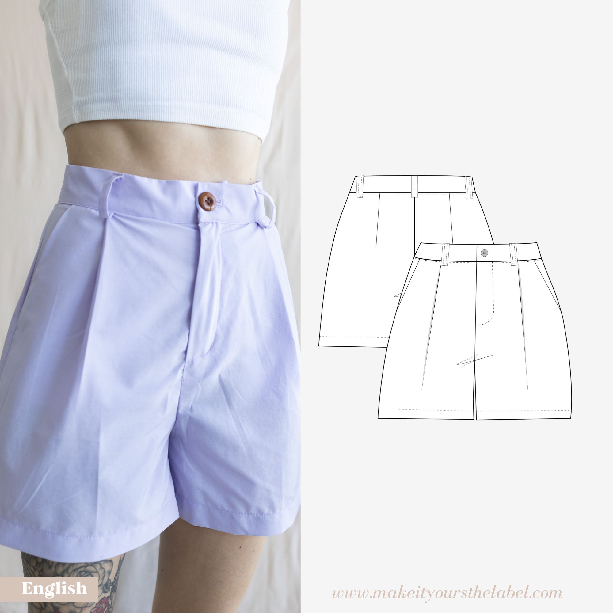 Short Tailored Trousers - Sewing Pattern English