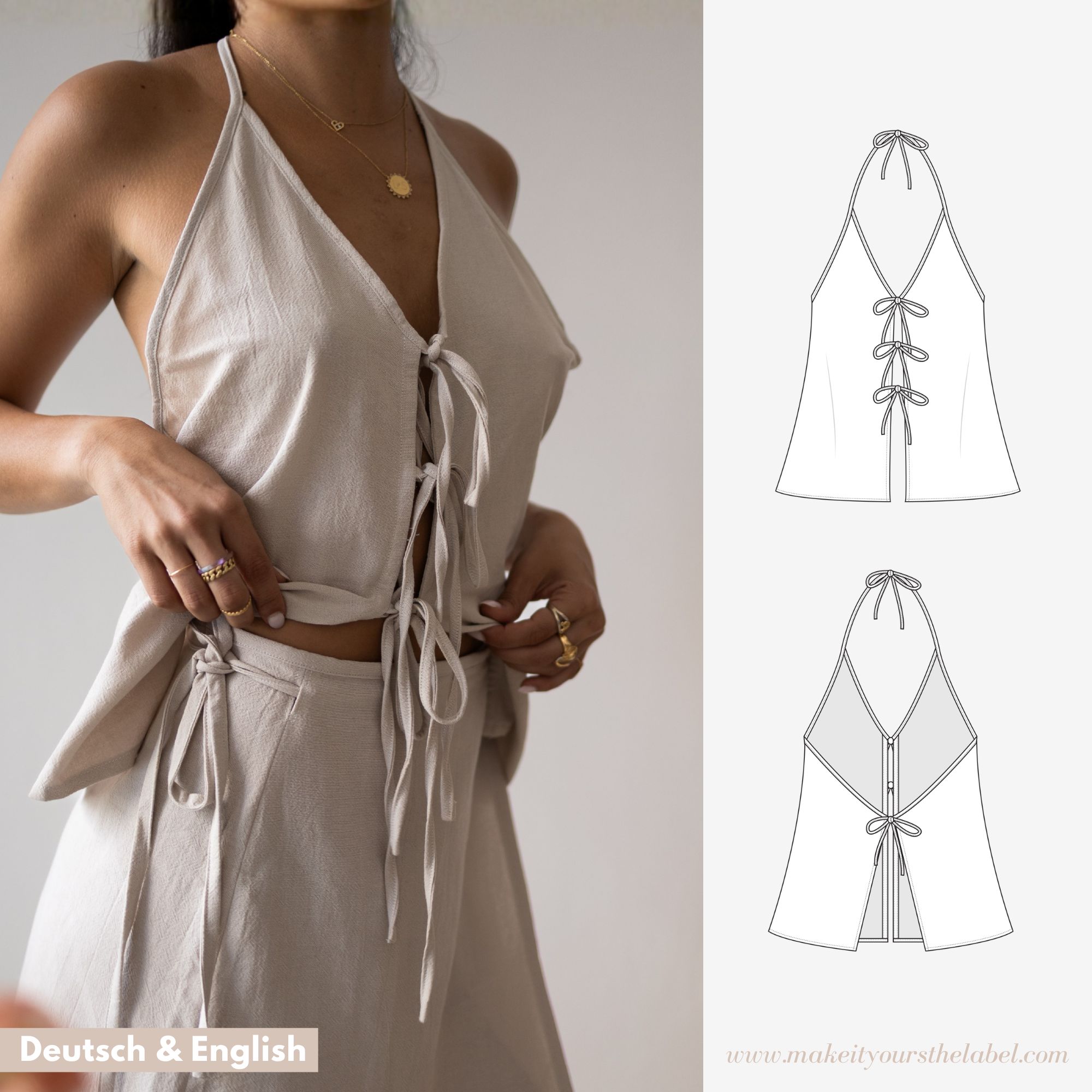 Bow Front Neckholder Top - Schnittmuster